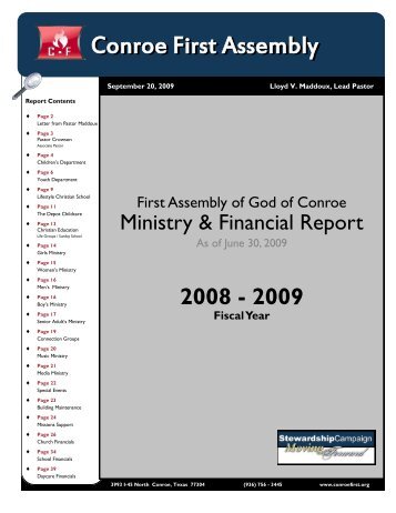 Ministry Report 08-09 - Conroe First Assembly of God