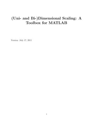 (Uni- and Bi-)Dimensional Scaling: A Toolbox for MATLAB