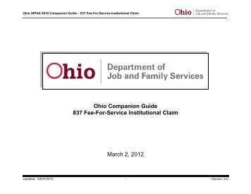 Ohio Companion Guide 837 Fee-For-Service  Institutional Claim