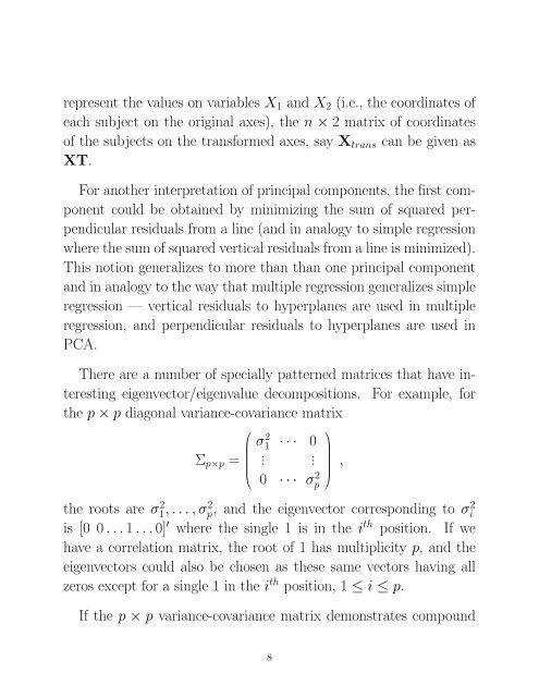 Notes on Principal Component Analysis