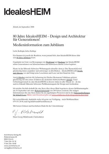 80 Jahre Idealesheim - Archithema Verlag AG