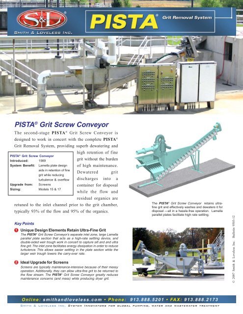 PISTA® Grit Screw Conveyor - Smith & Loveless Inc.