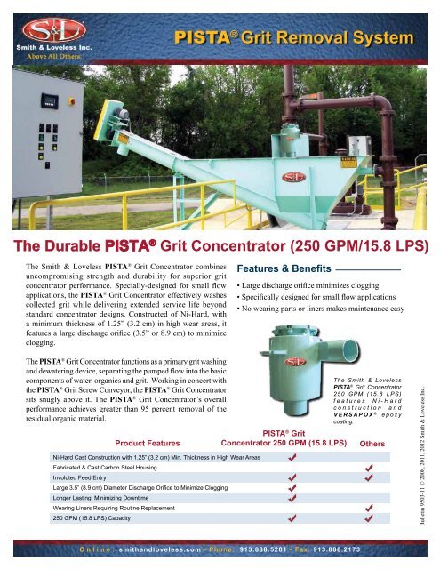 PISTA® Grit Concentrator Overview - Smith &amp; Loveless Inc.