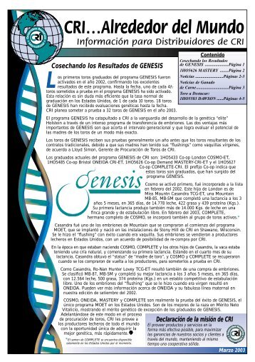 Cosechando los Resultados de GENESIS - ReproducciÃ³n Animal
