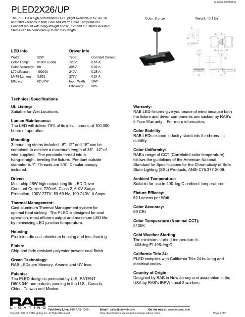 Spec Sheet - Residential Landscape Lighting