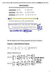 4-3 & 4-7 Notes, Matrix Properties with Identity & Inverses, Teacher ...