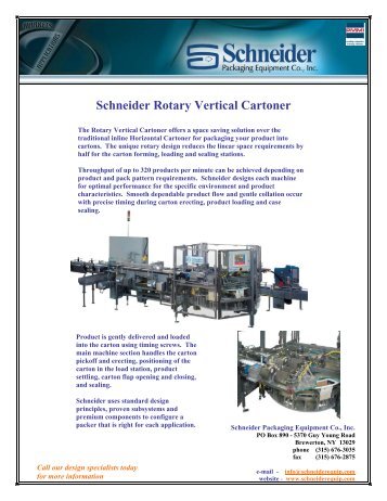 Rotary Vertical Cartoner - Schneider Packaging Equipment Co., Inc.