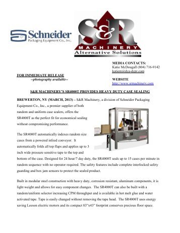 S&R Machinery's SR4000T Provides Heavy Duty Case Sealing