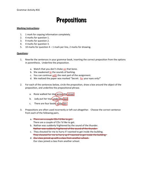 assignment about preposition