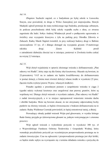 Protokół nr 40/09 obrad sesji Rady Gminy w Przyłęku odbytej w dniu ...