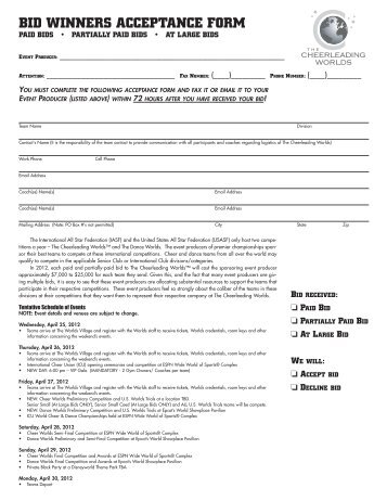 BID WINNERS ACCEPTANCE FORM