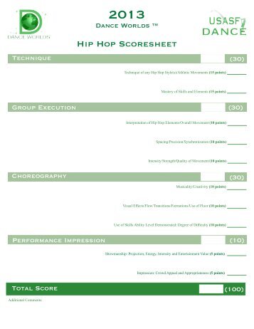 Hip Hop Scoresheet