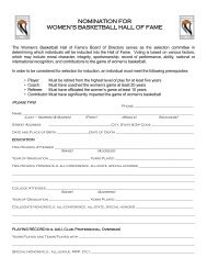 Nomination form - Women's Basketball Hall of Fame