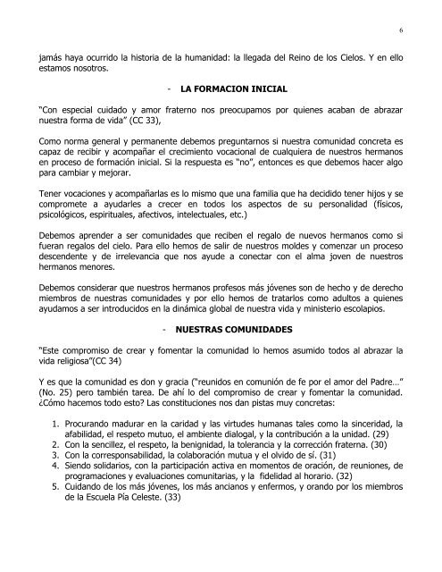 CONGRESO SOBRE LA VIDA COMUNITARIA ESCOLAPIA