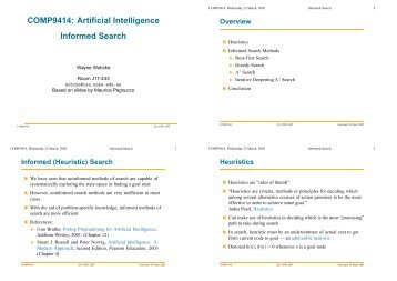 COMP9414: Artificial Intelligence Informed Search - Sorry