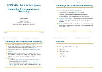 COMP9414: Artificial Intelligence Knowledge Representation ... - Sorry