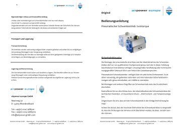 Bedienungsanleitung - Airpower GmbH