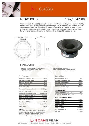 MIDWOOFER 18W/8542-00 - Scan-Speak