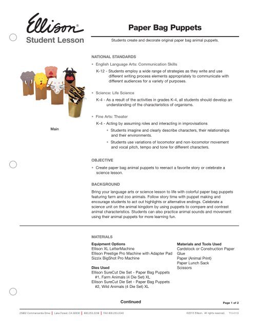Student Paper Puppet Paper Bag Puppets Student Lesson - Ellisoneducation.com