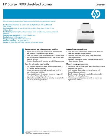 HP Scanjet 7000 Sheet-feed Scanner - Product documentation