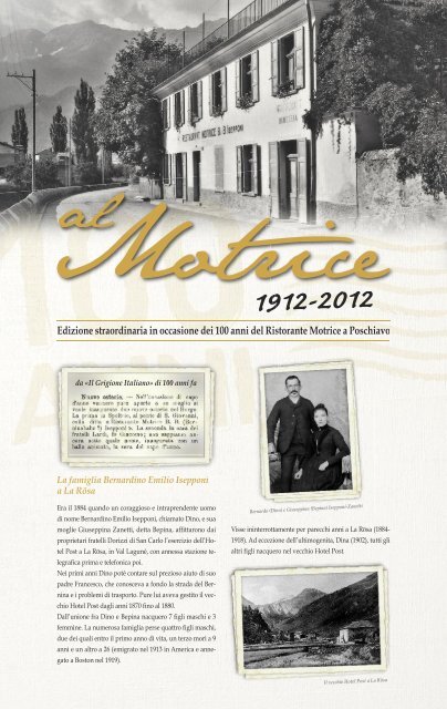 Al Motrice 1912-2012. Edizione straordinaria in ... - Il Bernina