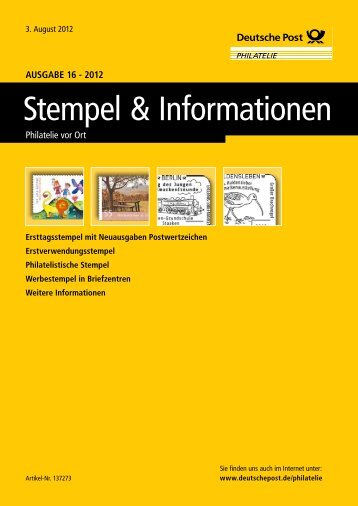 Ausgabe 16 - 2012 | 03. August 2012 - Deutsche Post - Philatelie