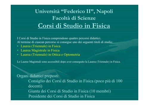 Presentazione dei Corsi di Laurea in Fisica (versione 2011/2012)