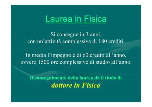 Presentazione dei Corsi di Laurea in Fisica (versione 2011/2012)