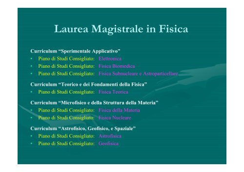 Presentazione dei Corsi di Laurea in Fisica (versione 2011/2012)