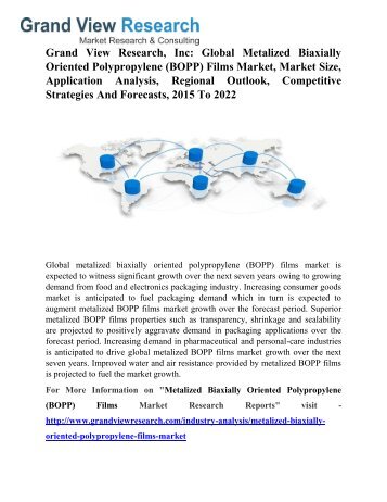 Market Report - Metalized Biaxially Oriented Polypropylene (BOPP) Films Market Size, Company Share To 2022: Grand View Research, Inc.
