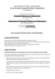 Corso di laurea triennale in Ottica e Optometria - Dipartimento di Fisica