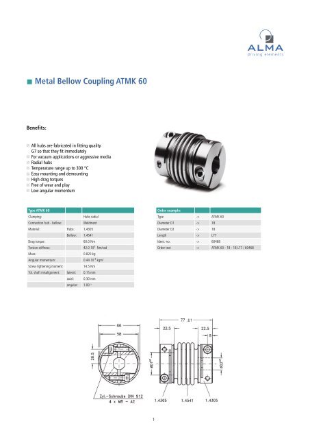 Metal Bellow Coupling ATMK 60