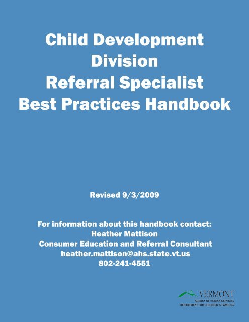 Child Development Division Referral Specialist Best Practices ...