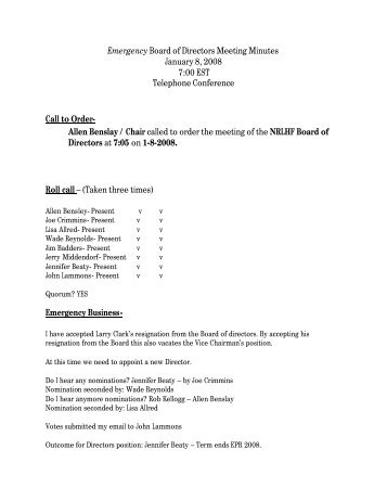 board of directors meeting minutes