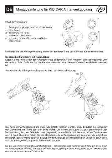 Montageanleitung fÃ¼r KID CAR AnhÃ¤ngerkupplung - 1a ...