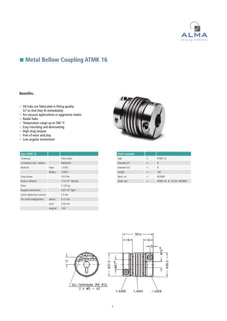 Metal Bellow Coupling ATMK 16