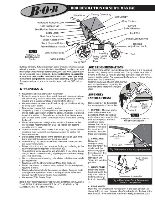 BOB REVOLUTION OWNER'S MANUAL - BOB Trailers and Strollers