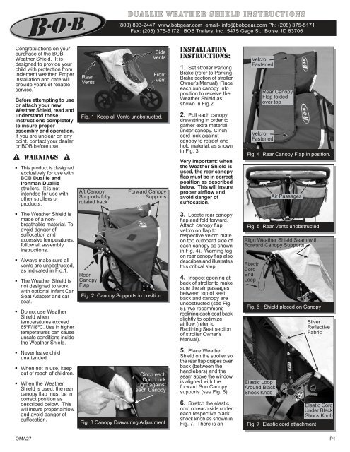 duallie Weather Shield instructions - BOB Trailers and Strollers