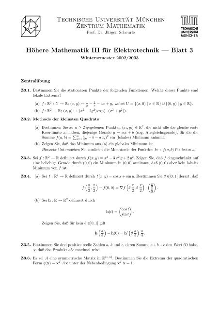 Blatt 3 - Höhere Mathematik