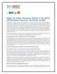 Digital 2D X-Ray Equipment Market to be Worth US$16.9 billion Forecasts, Worldwide, by 2021