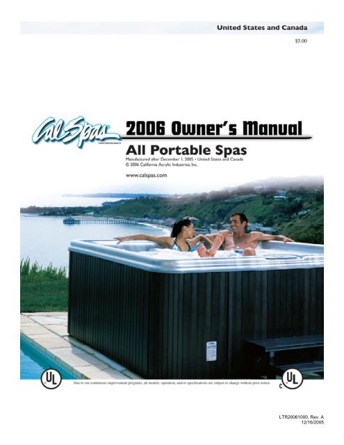 US portable spa manual template - Cal Spas