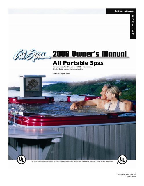 International portable spa manual ENGLISH - Cal Spas