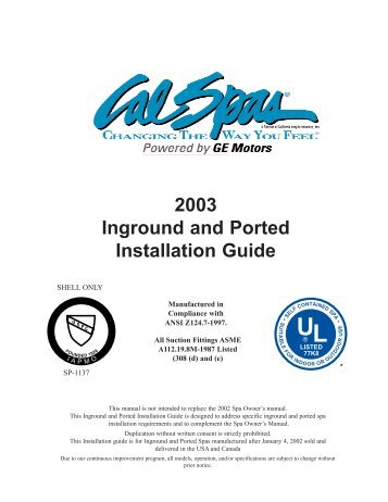 2003 Manual â 06 Spa Installation - Cal Spas