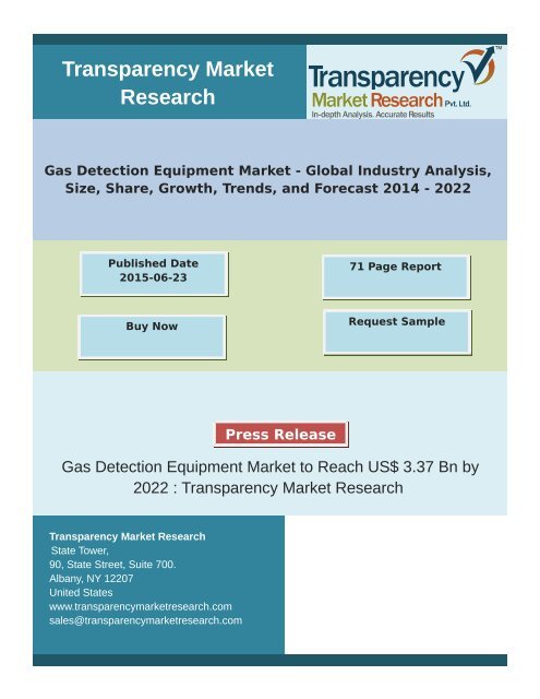 Gas Detection Equipment Market - Global Industry Analysis, Size, Share, Growth, Trends, and Forecast 2014 - 2022