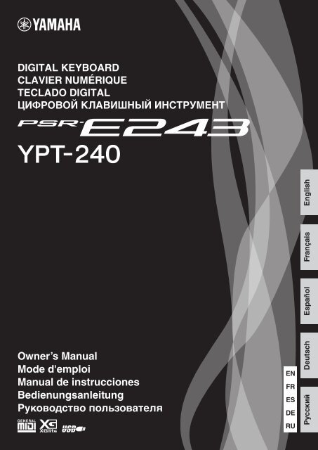 PSR-E243/YPT-240 Owner'S Manual - Amis-Music.Kiev.UA.