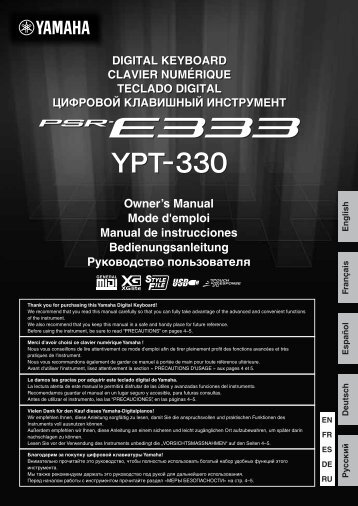 PSR-E333/YPT-330 Owner's Manual - Yamaha