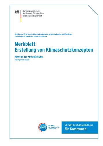 Merkblatt Klimaschutzkonzepte - Kommunaler Klimaschutz