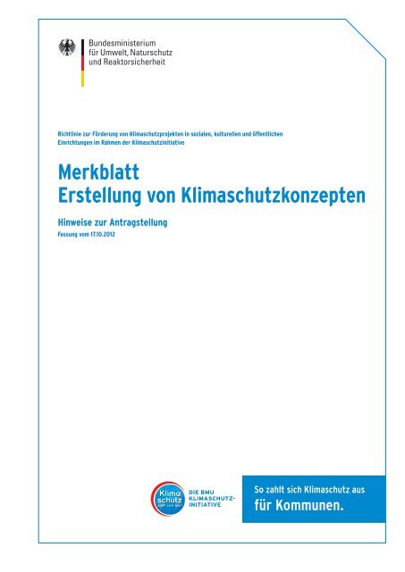 Merkblatt Klimaschutzkonzepte - Kommunaler Klimaschutz