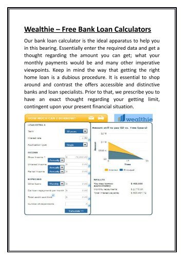 Wealthie – Free Bank Loan Calculators