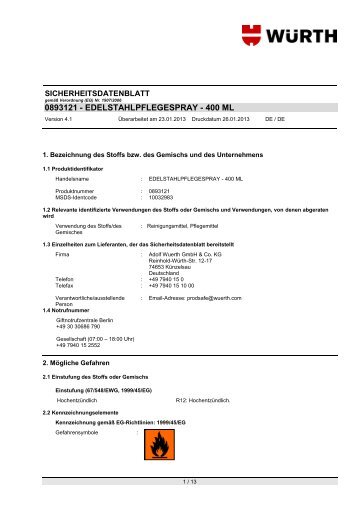 Sicherheitsdatenblatt - FarbenWelt Wimmer